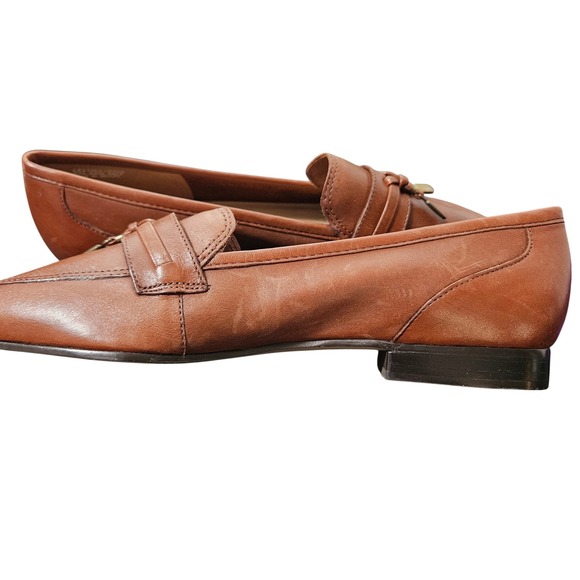 Enzo Angiolini Leather Loafers Brown Slip On Tassel Accent Low Heel Women 7M - Picture 7 of 10